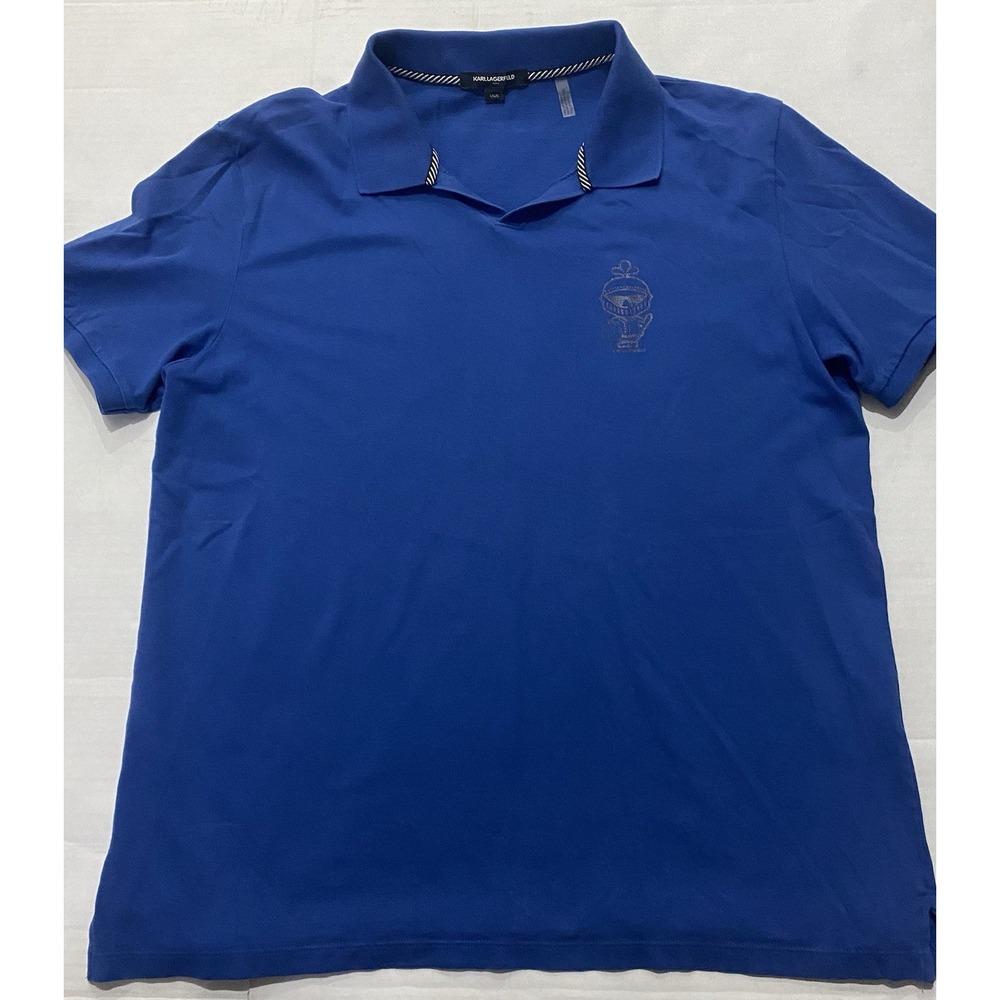 Karl Lagerfeld Paris Men's Short Sleeve Polo Shirt. Knight Logo. Men's Large
